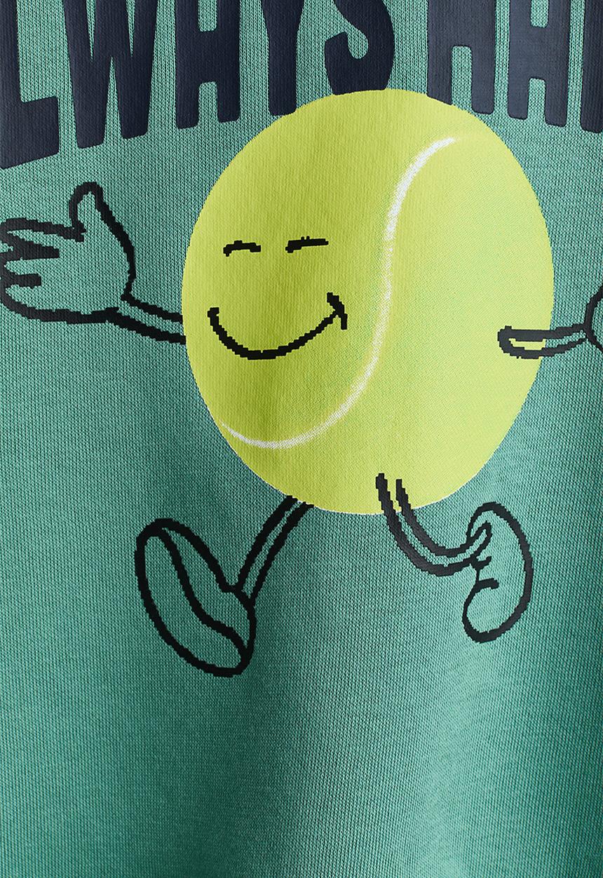 H&M - Printed brushed-inside sweatshirt - green/always happy