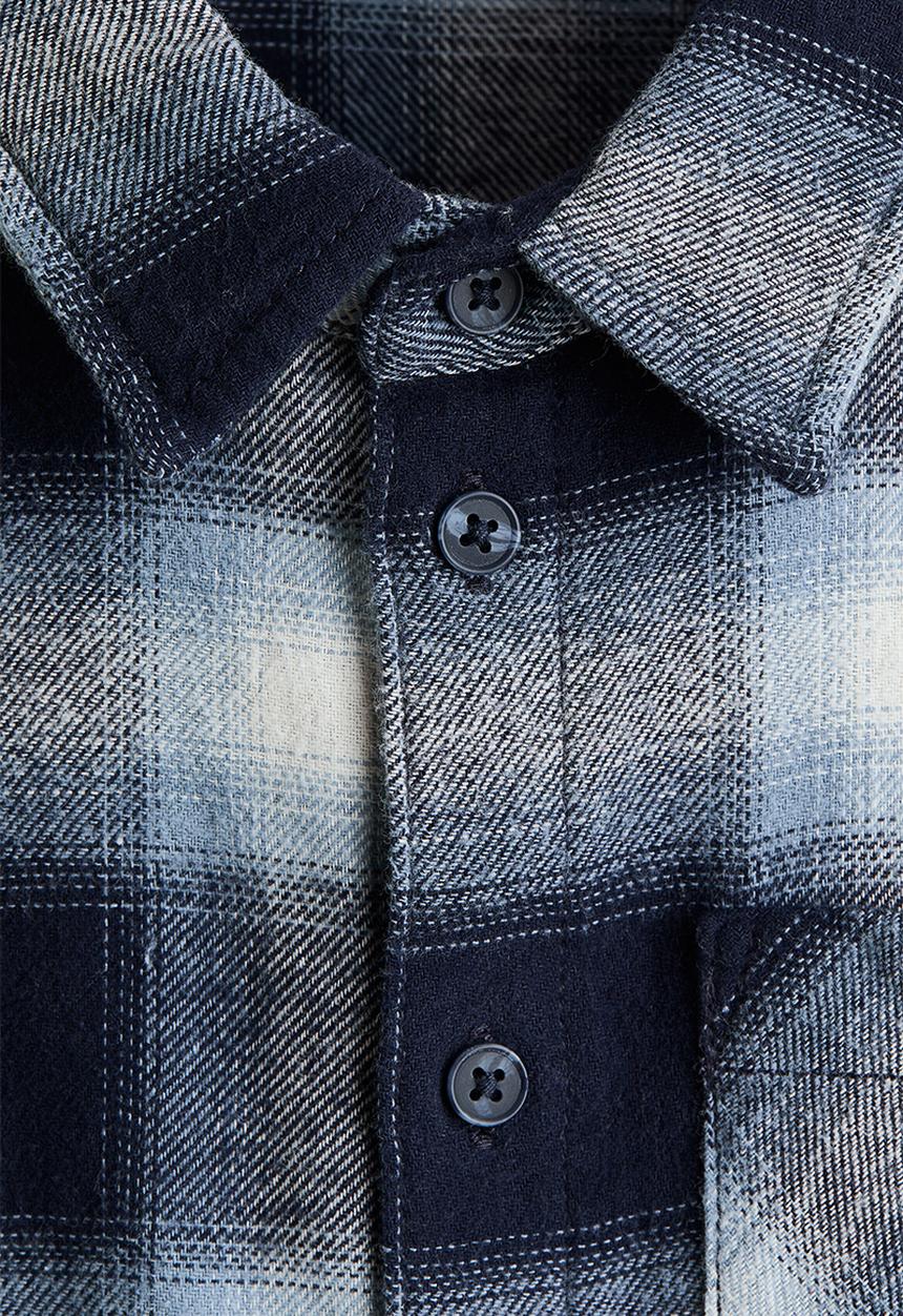 H&M - Cotton flannel shirt - navy blue/checked