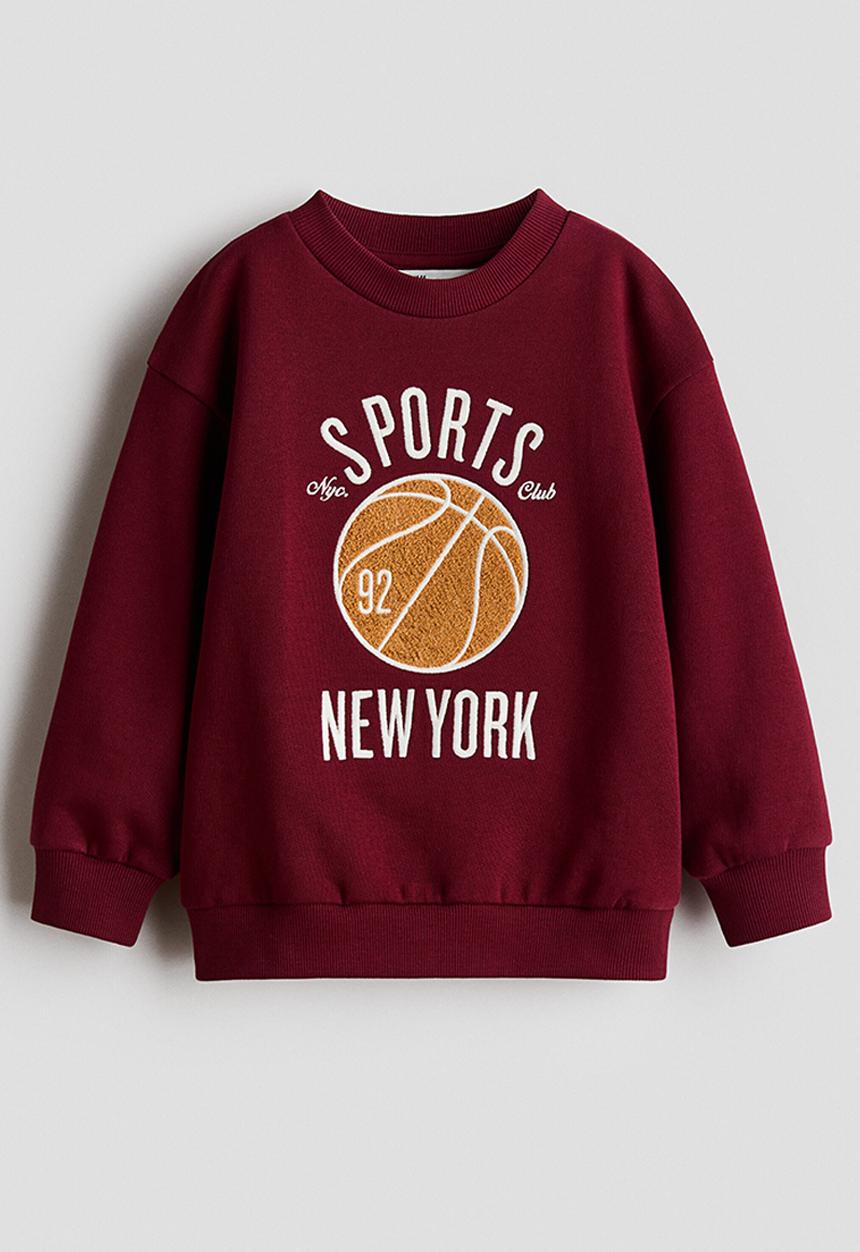 H&M - Motif-detail sweatshirt - dark red/basketball