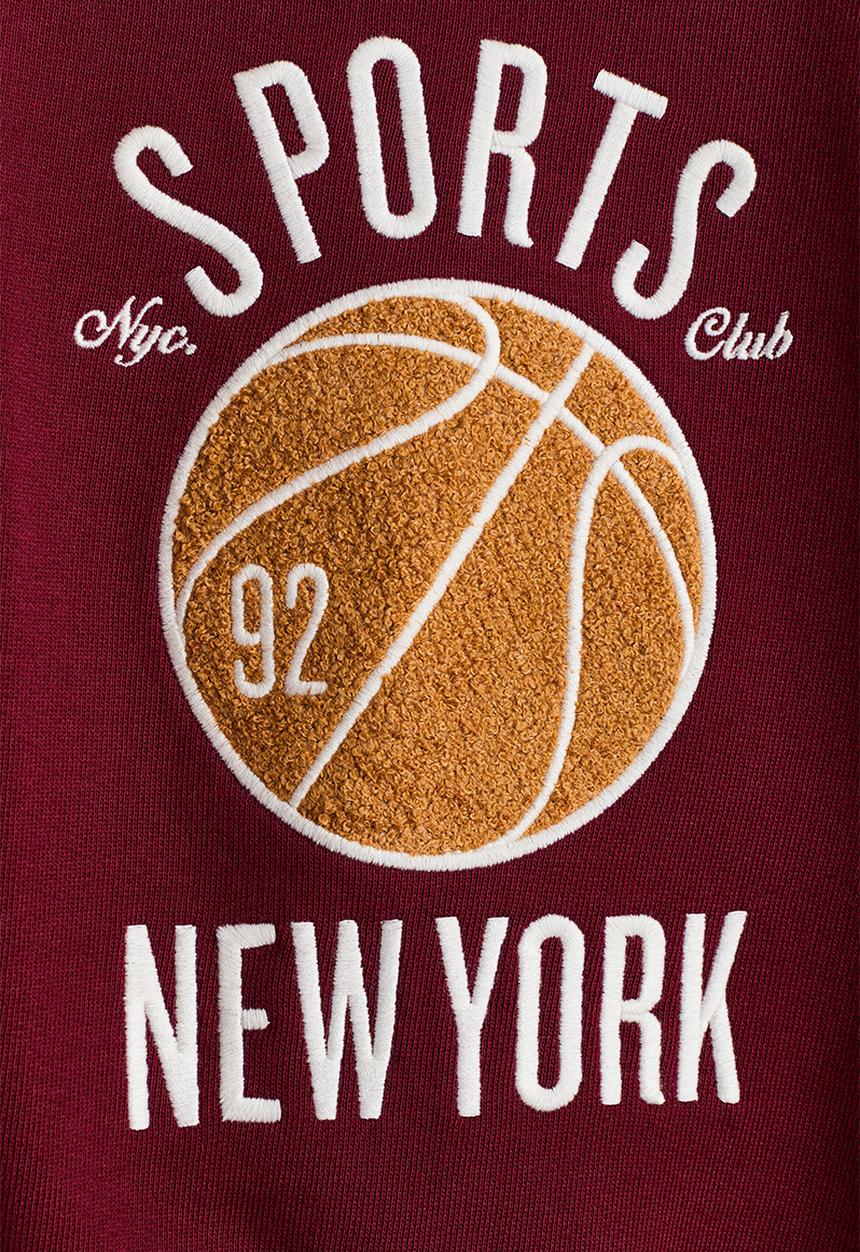 H&M - Motif-detail sweatshirt - dark red/basketball