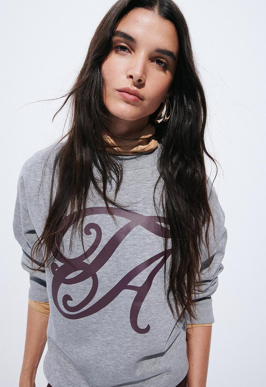 H&M - Motif-detail sweatshirt - grey/ta