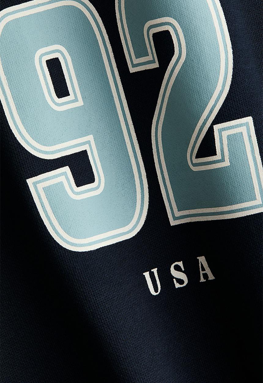 H&M - 2-piece printed sweatshirt set - navy blue/92