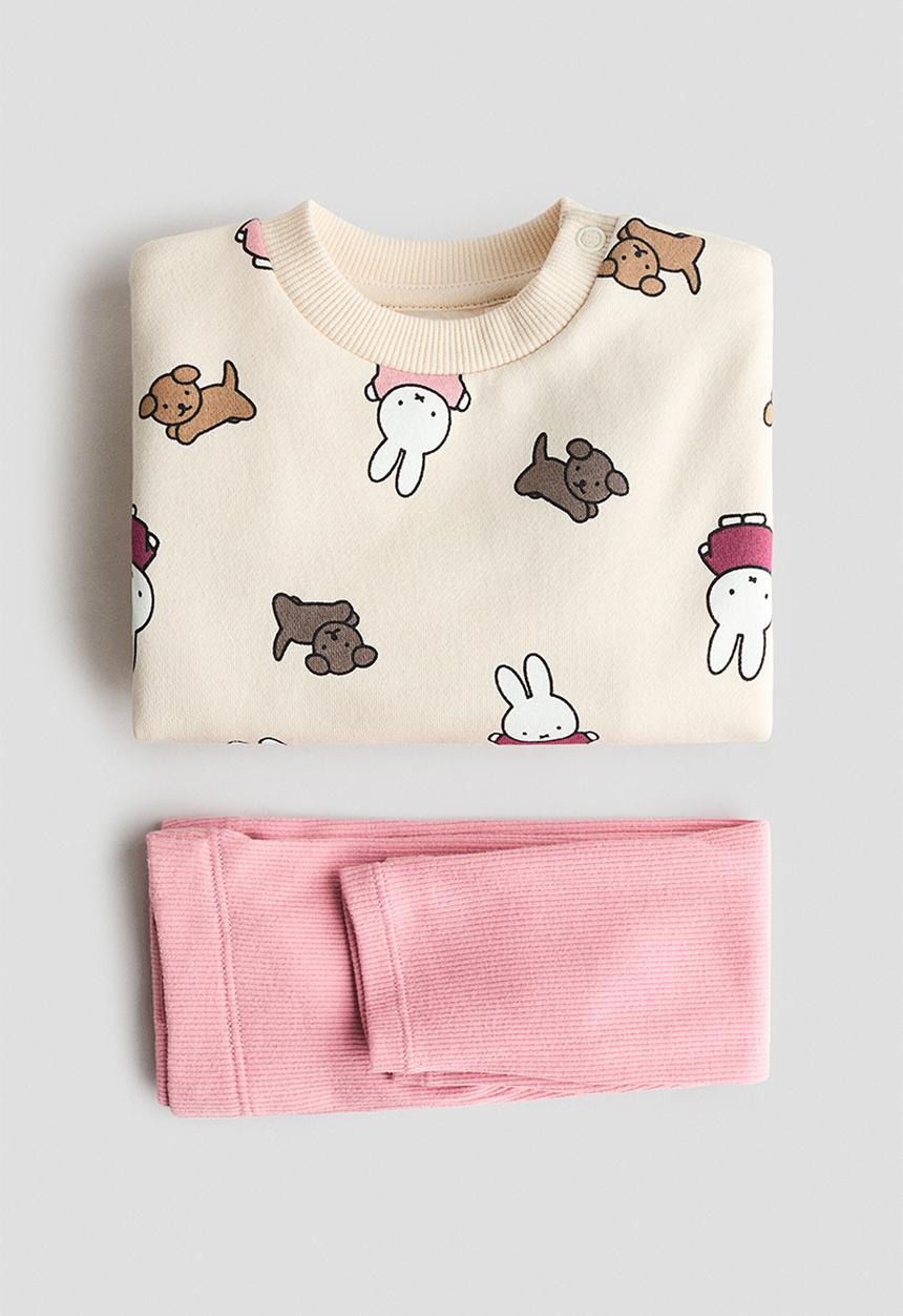 H&M - 2-piece printed set - light beige/miffy