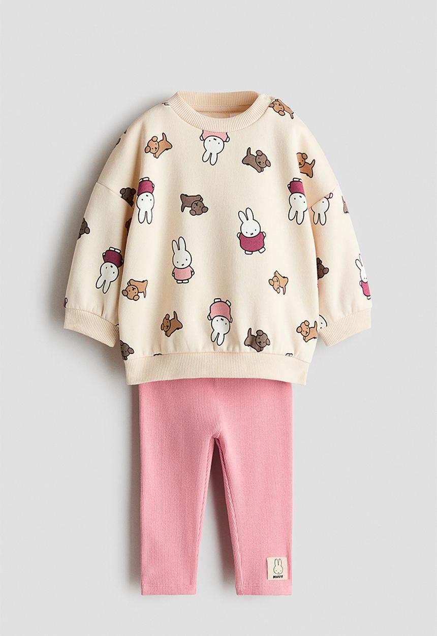 H&M - 2-piece printed set - light beige/miffy
