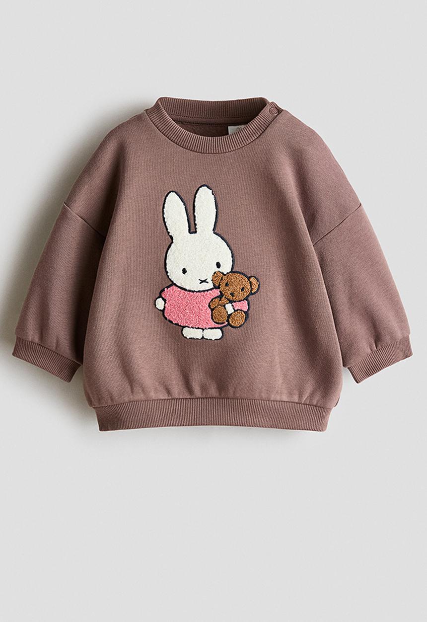 H&M - Appliqu?d sweatshirt - brown/miffy