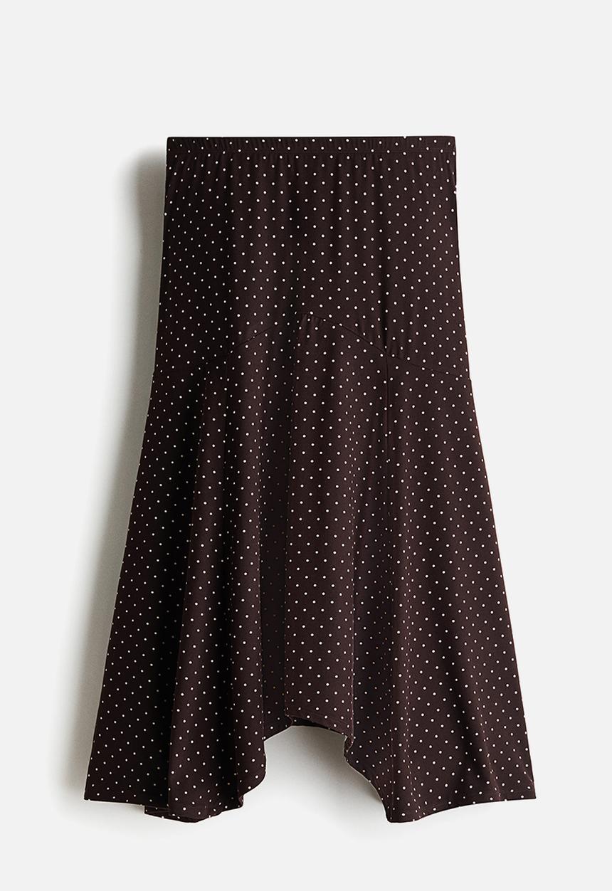 H&M - A-line jersey skirt - dark brown/spotted