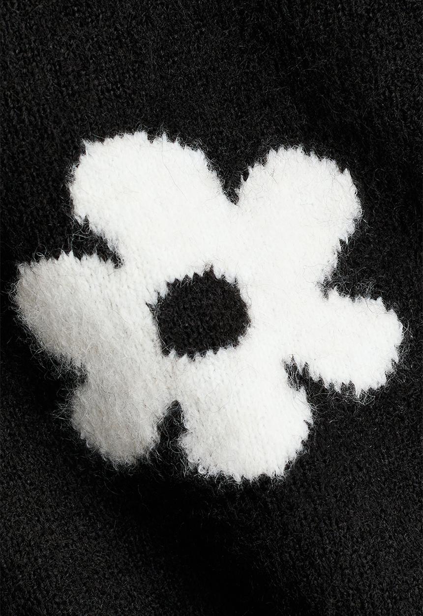 H&M - Jacquard-knit jumper - black flowers