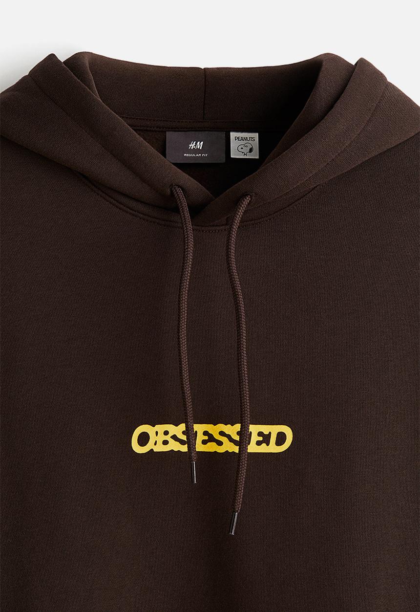 H&M - Regular fit hoodie - brown snoopy