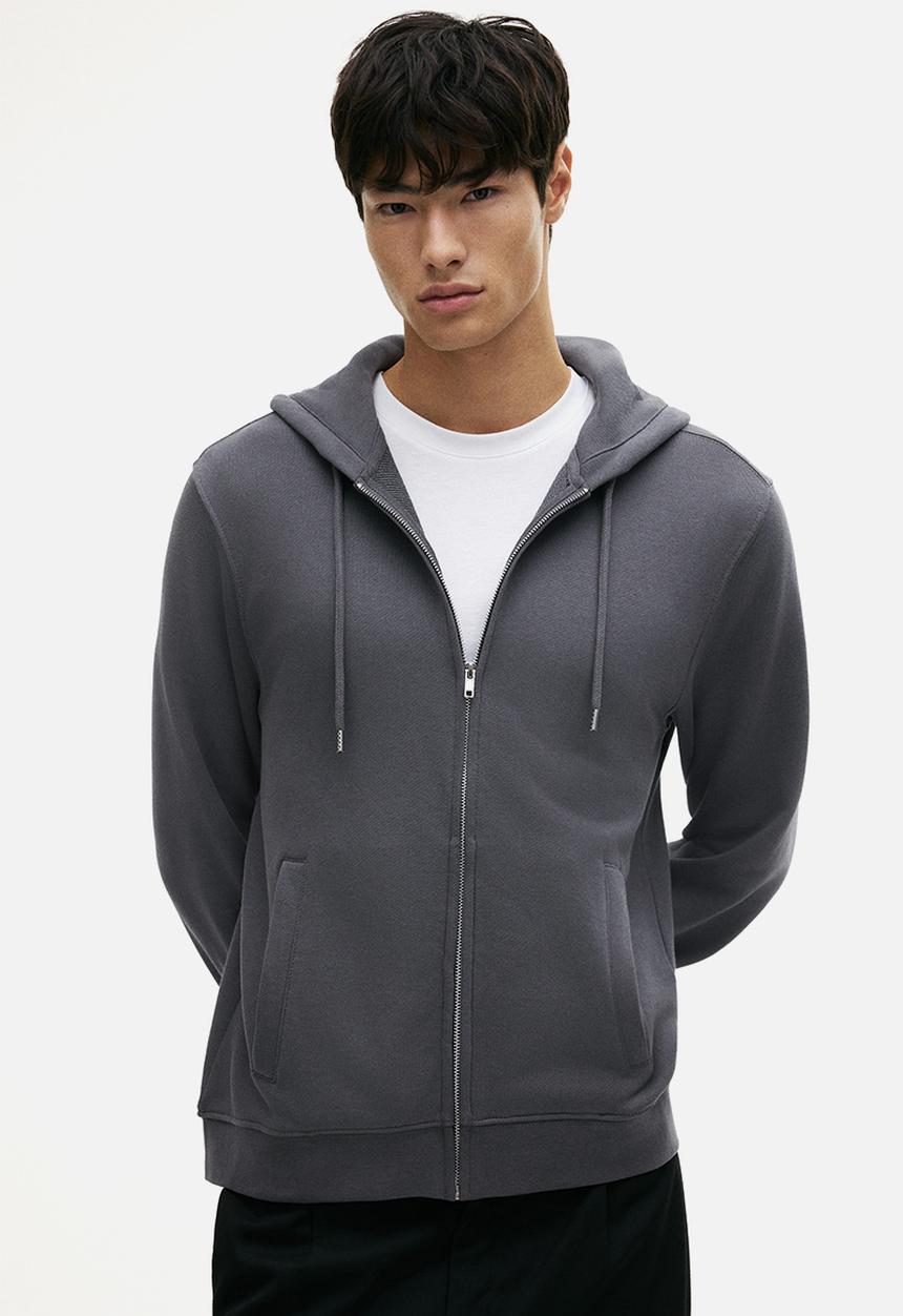 トップス FEELS. THERMAL ZIP UP HOODIE GRAY Regular fit zip - through hoodie - dark grey - 0852614031