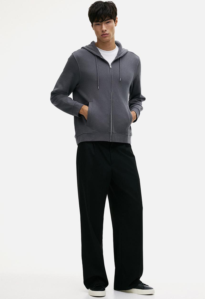 H&M - Regular fit zip-through hoodie - dark grey