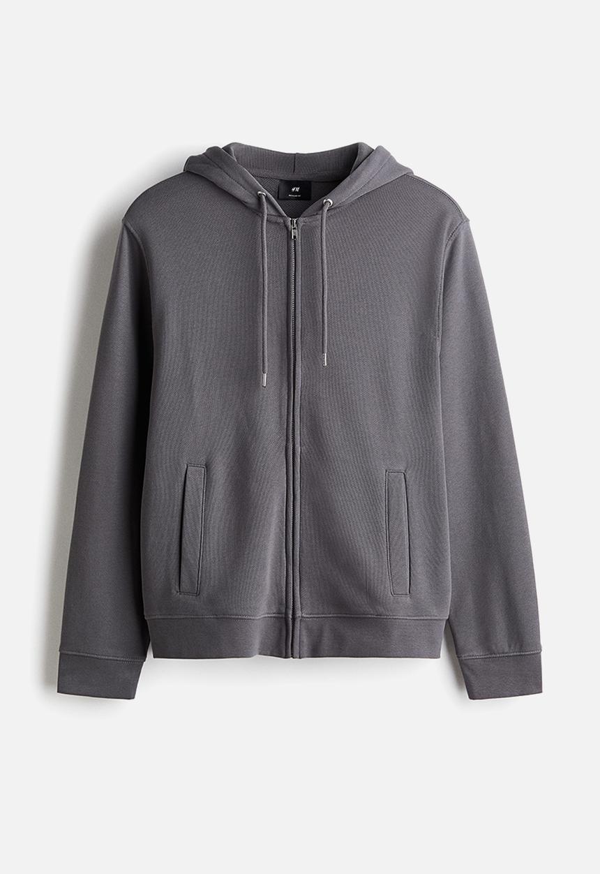 H&M - Regular fit zip-through hoodie - dark grey