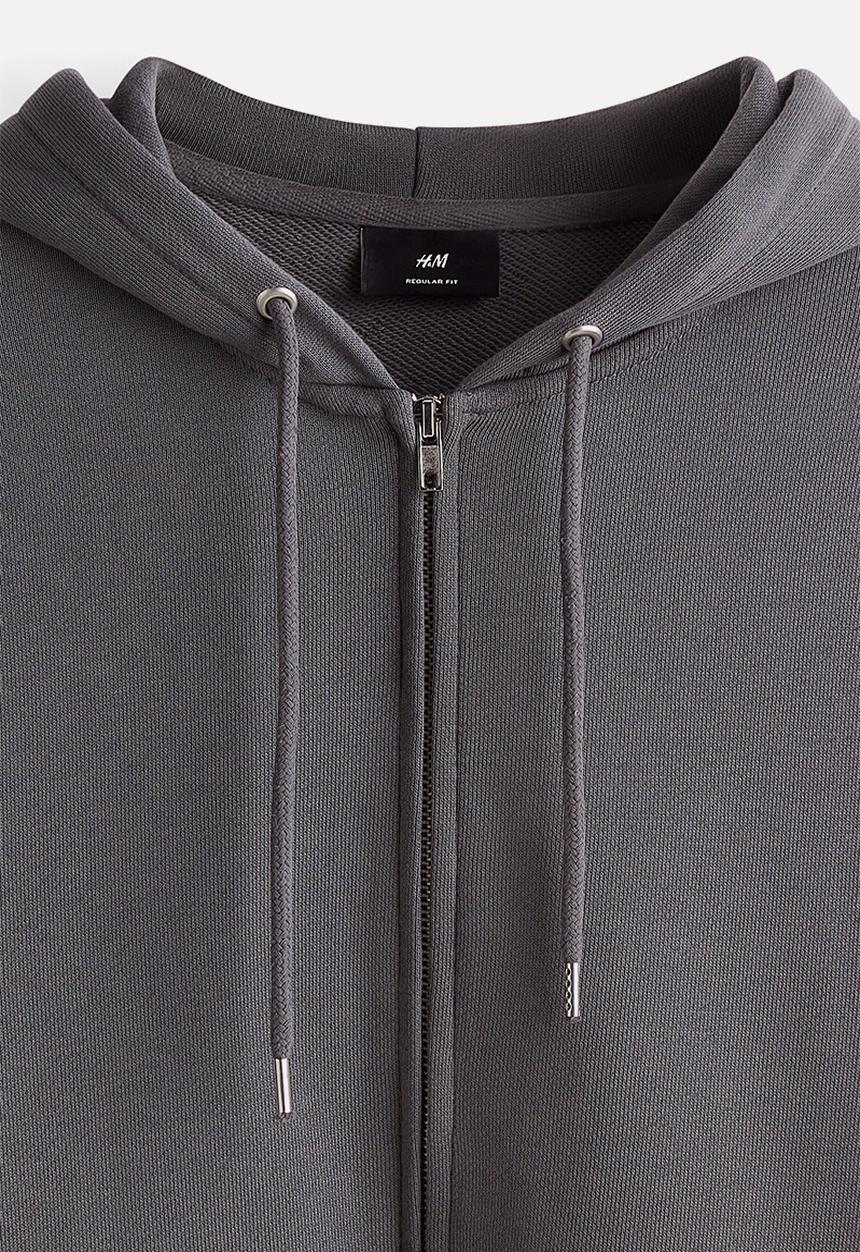 H&M - Regular fit zip-through hoodie - dark grey