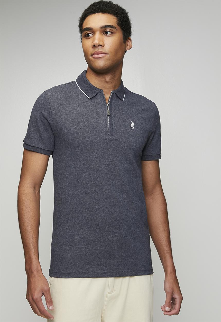 POLO - Milton Tipped 1/4 Zip Ss Golfer - Navy