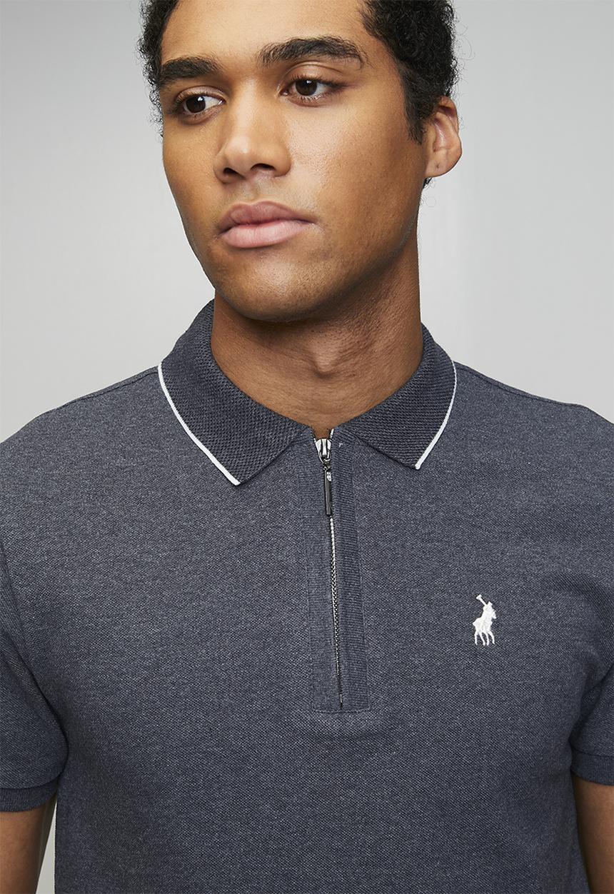 POLO - Milton Tipped 1/4 Zip Ss Golfer - Navy
