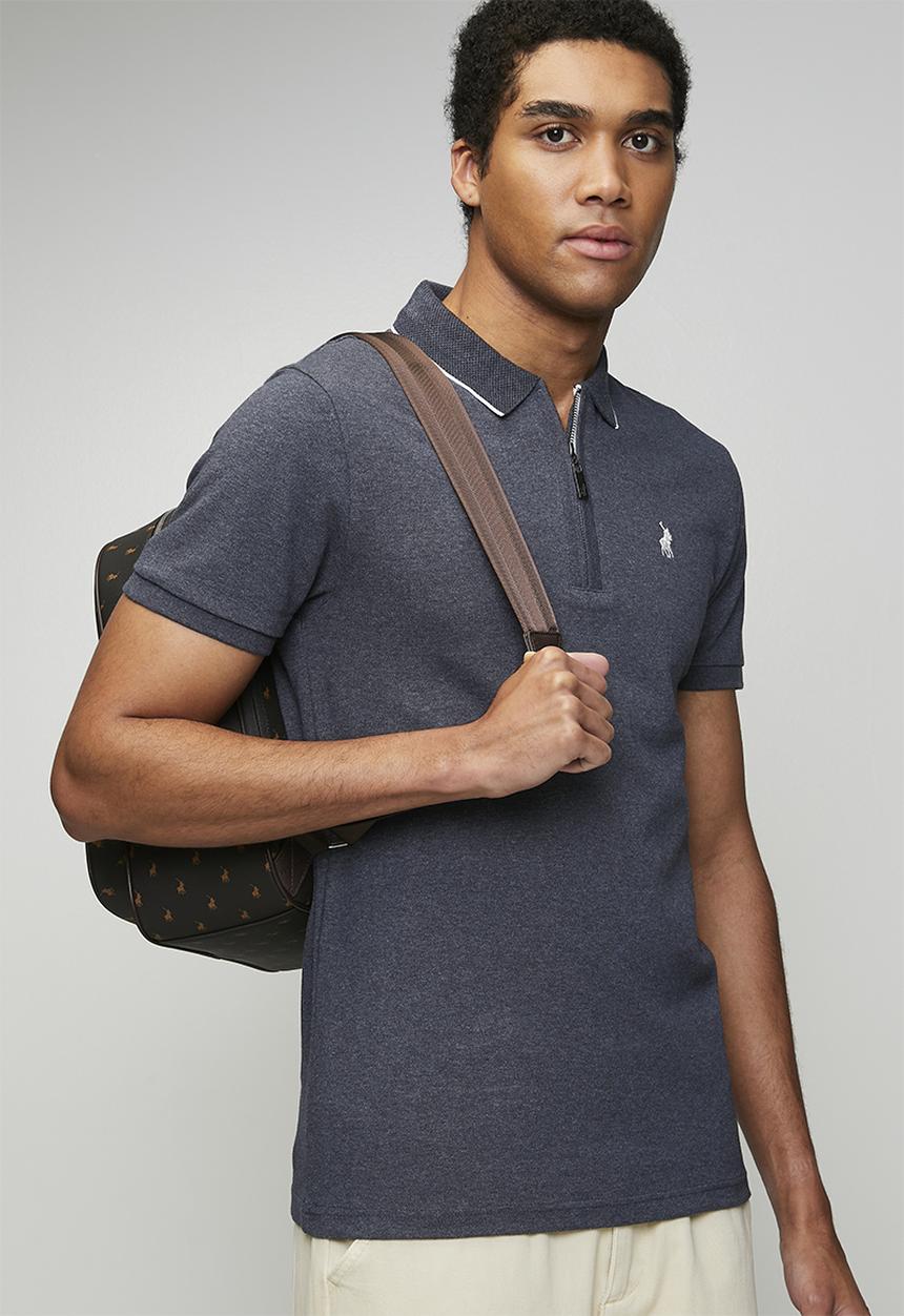 POLO - Milton Tipped 1/4 Zip Ss Golfer - Navy