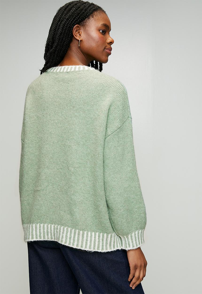 Stella Morgan - L/S Easy Wearing Melange Sweater - Sage
