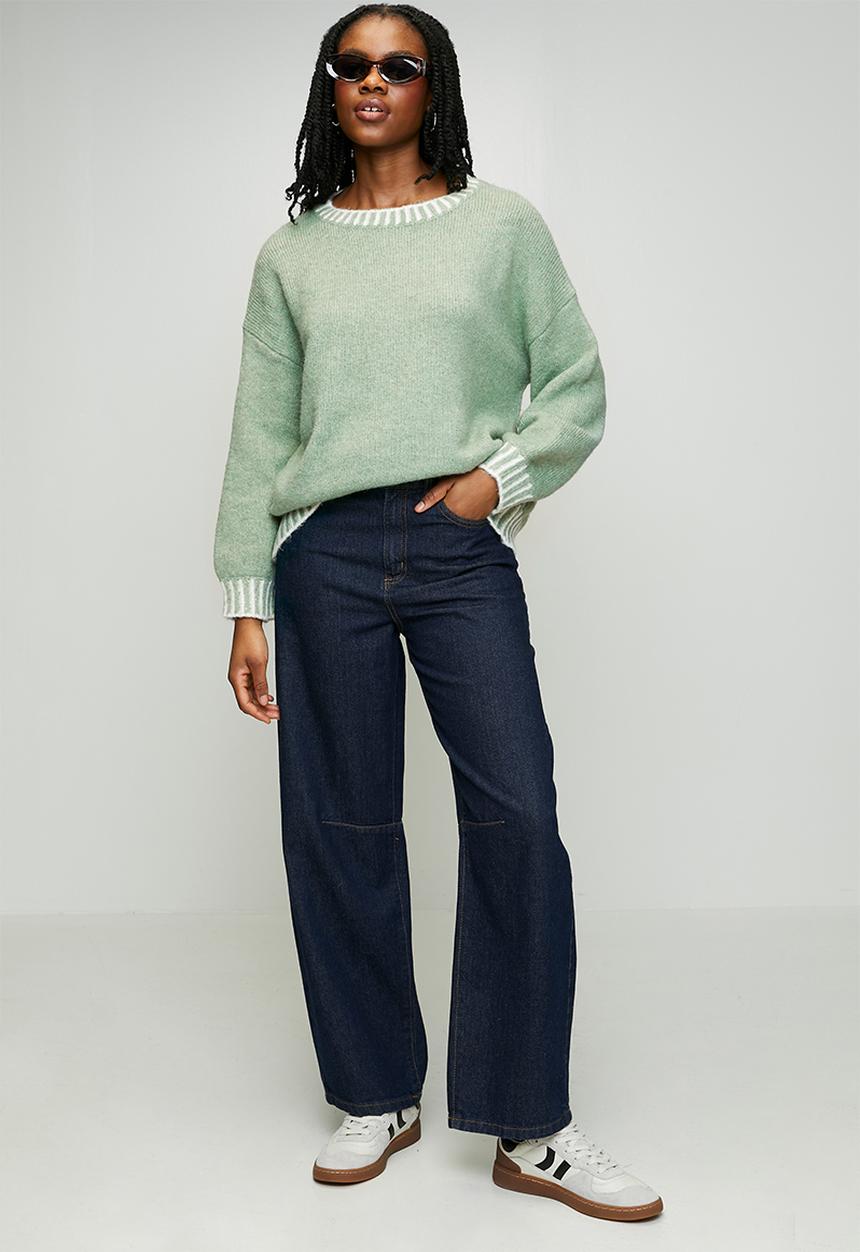Stella Morgan - L/S Easy Wearing Melange Sweater - Sage