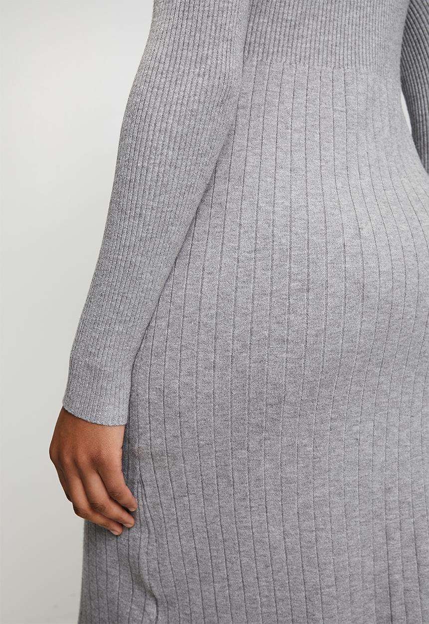 Stella Morgan - L/S High Neck A-Line Sweater Dress - Grey