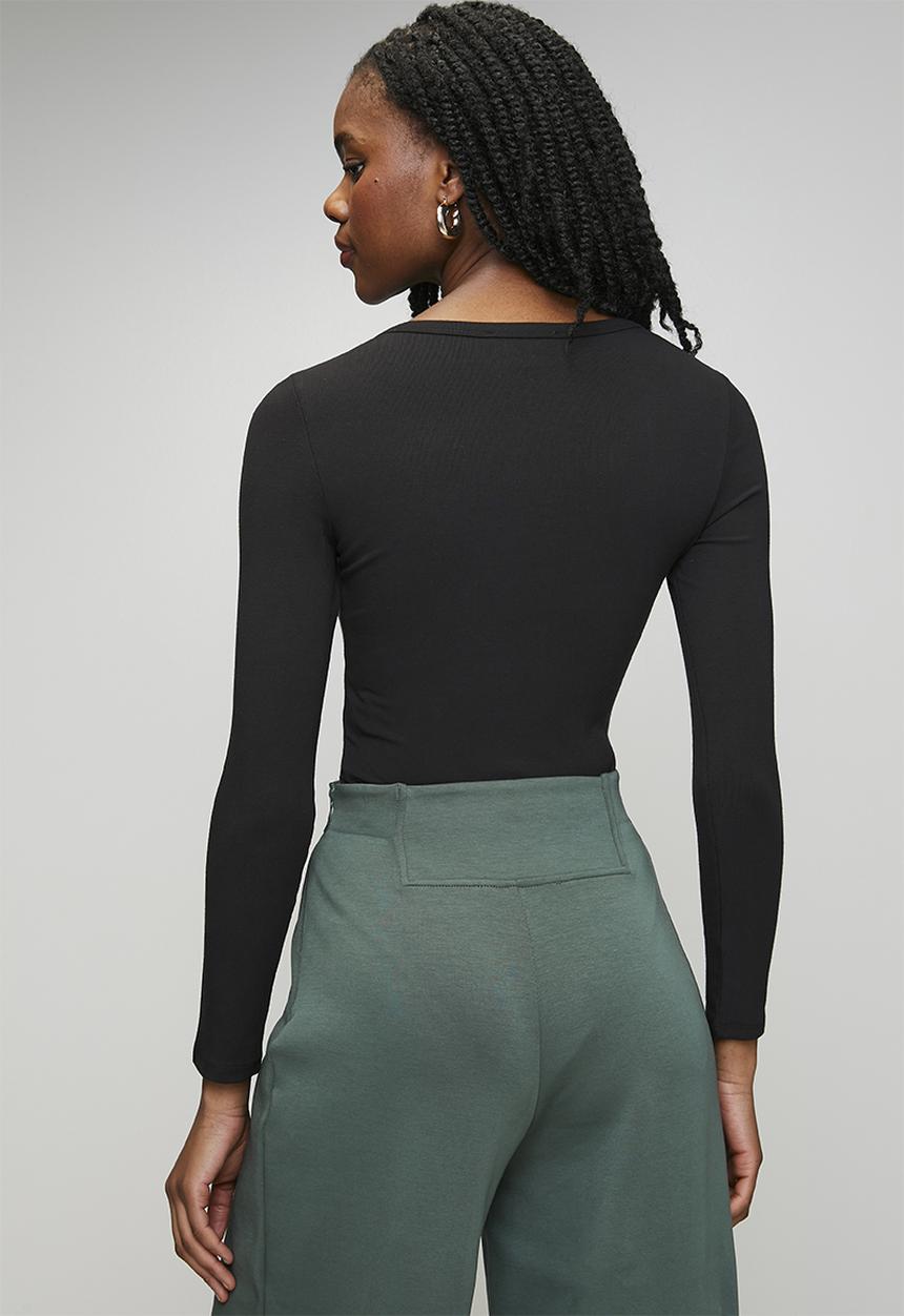 Steve Madden - Ladies billy long sleeve bodysuit - black