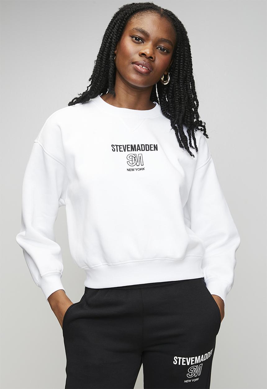 Steve Madden - Ladies clara oversized crew neck sweat - white