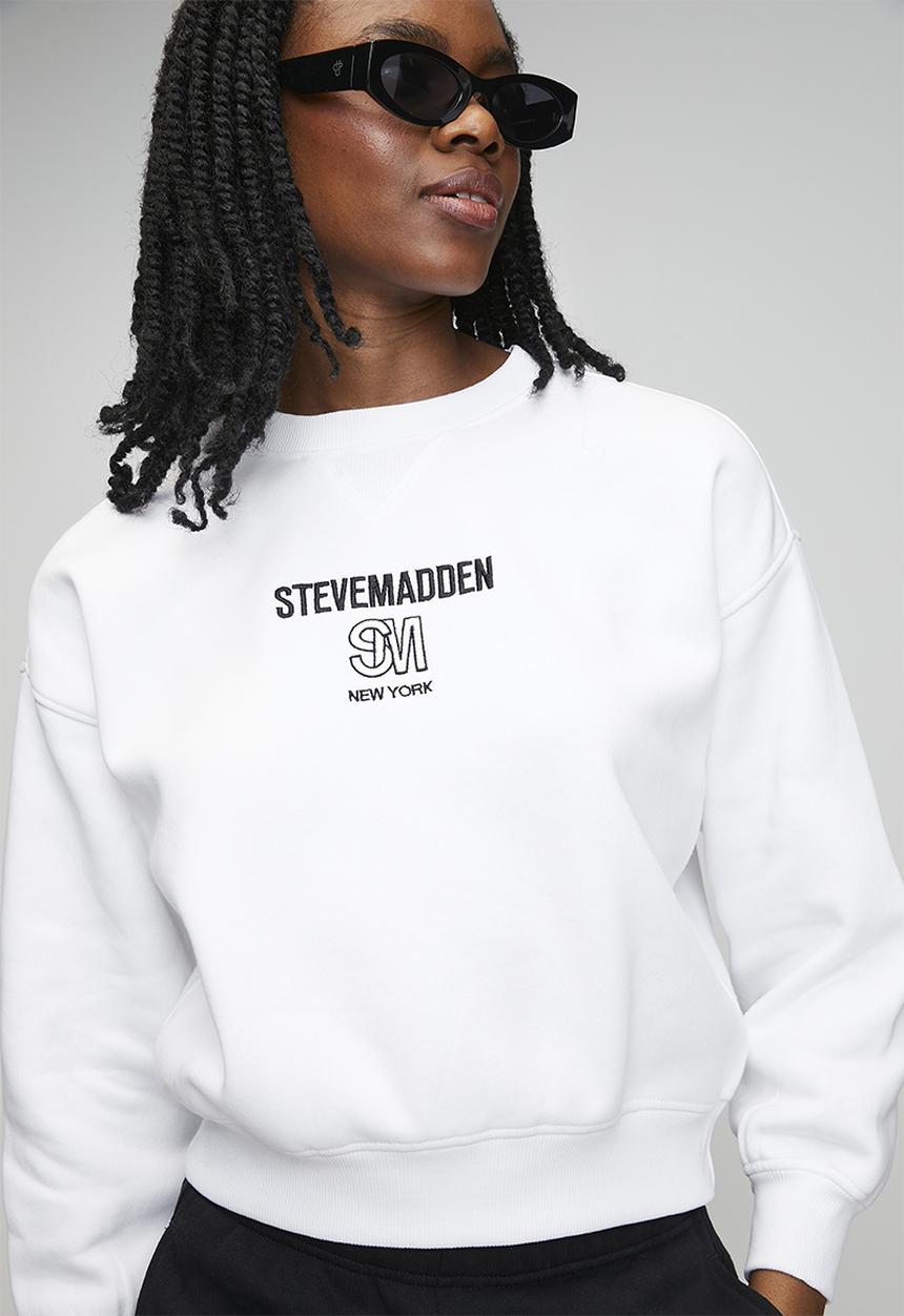 Steve Madden - Ladies clara oversized crew neck sweat - white