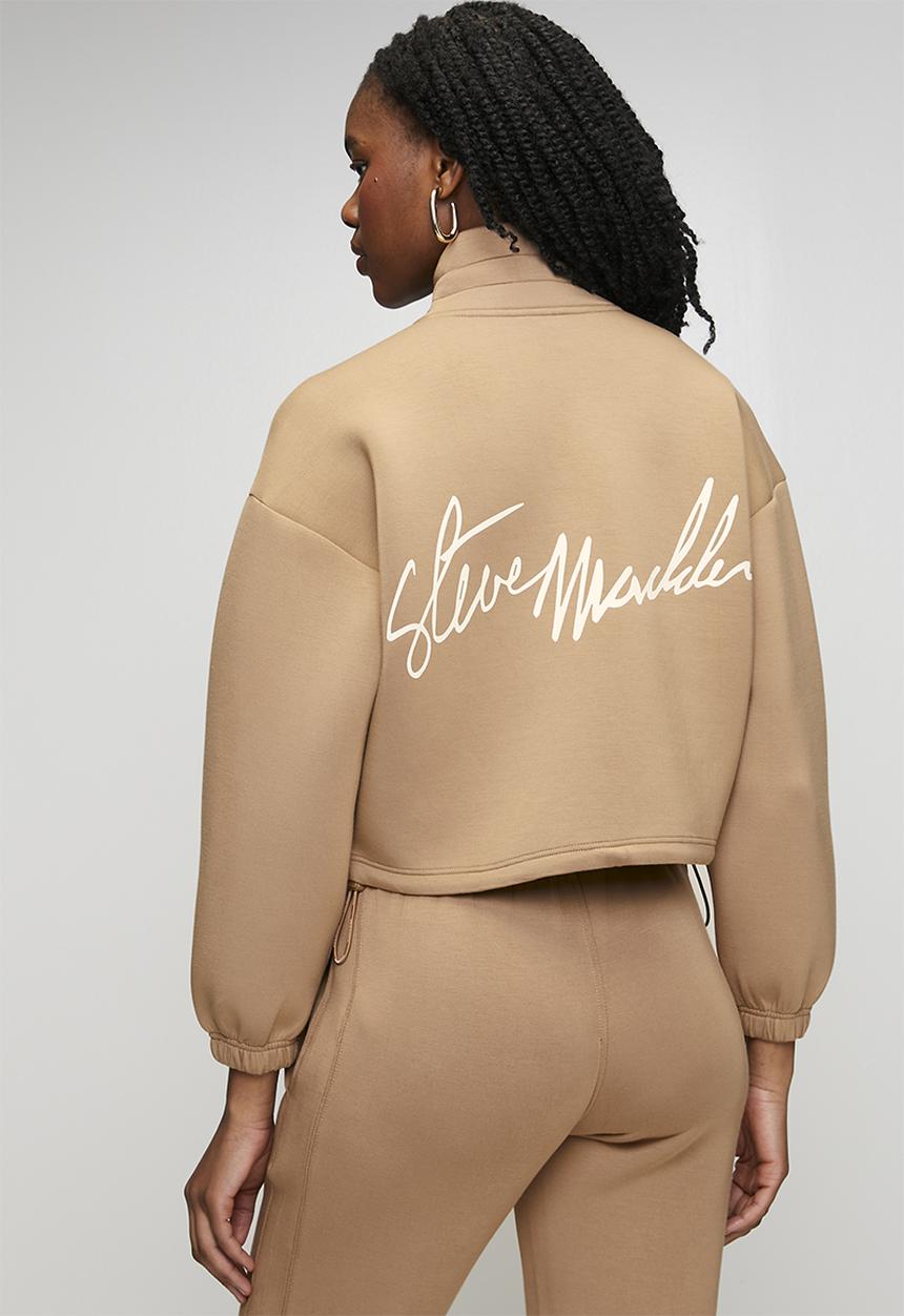 Steve Madden - Ladies nora 1/4 zip scuba sweat - mid caramel