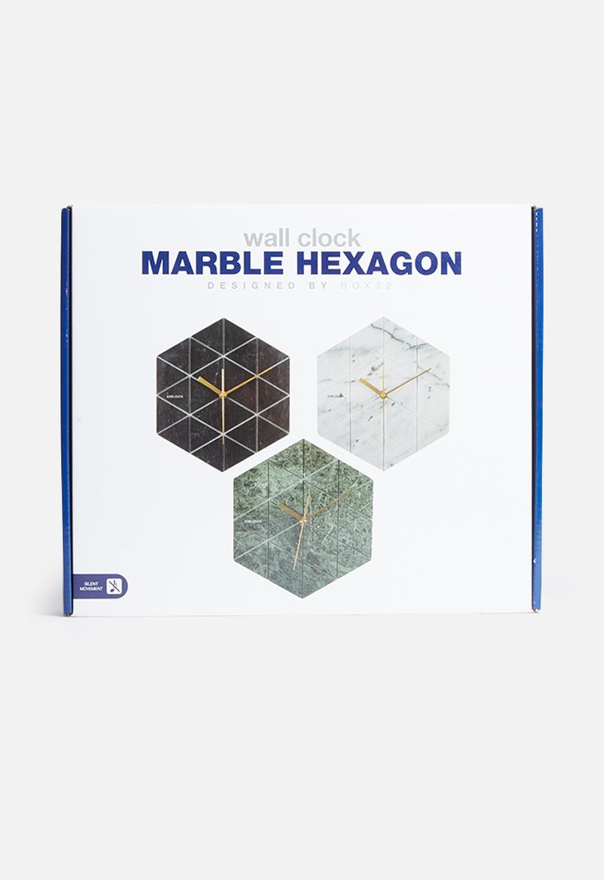 Present Time - Marble hexagon wall clock