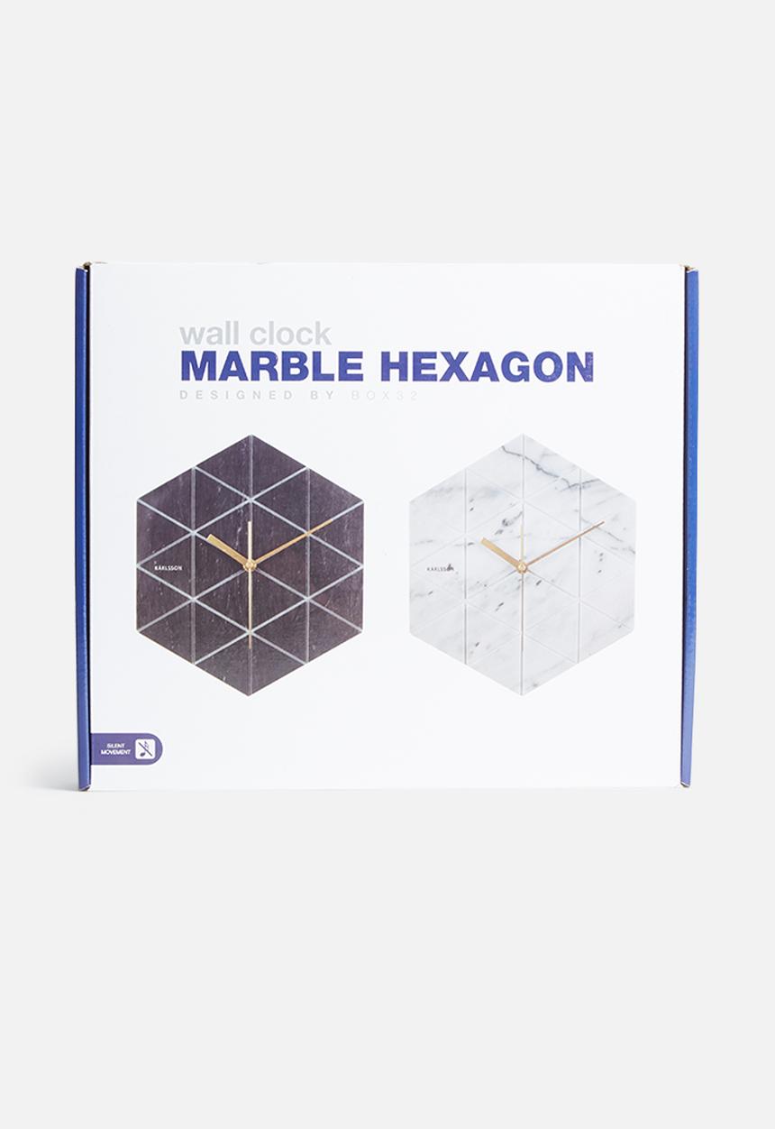 Present Time - Marble hexagon wall clock