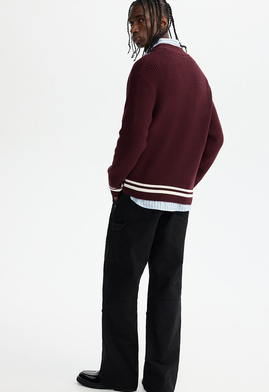H&M - Boxy fit rib-knit jumper - burgundy