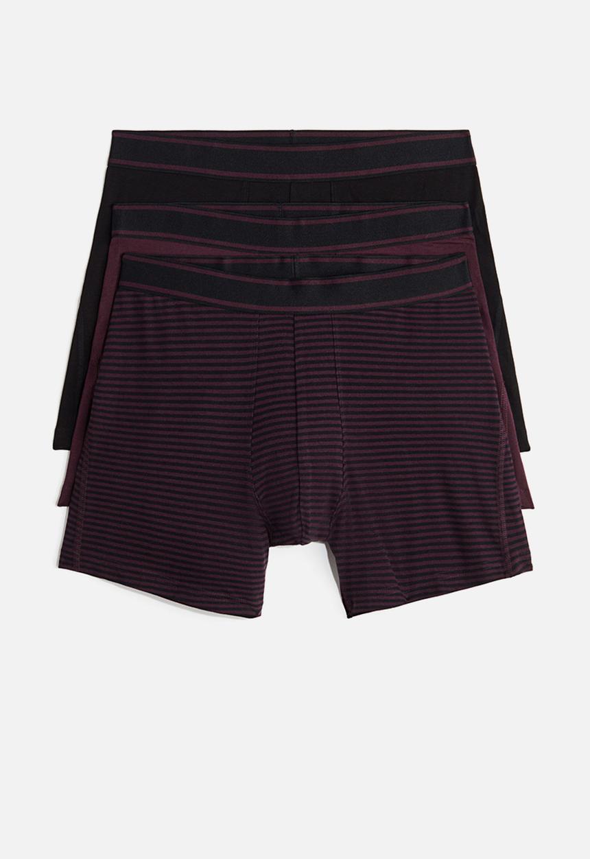 H&M - 3 pack mid trunks - dark purple striped