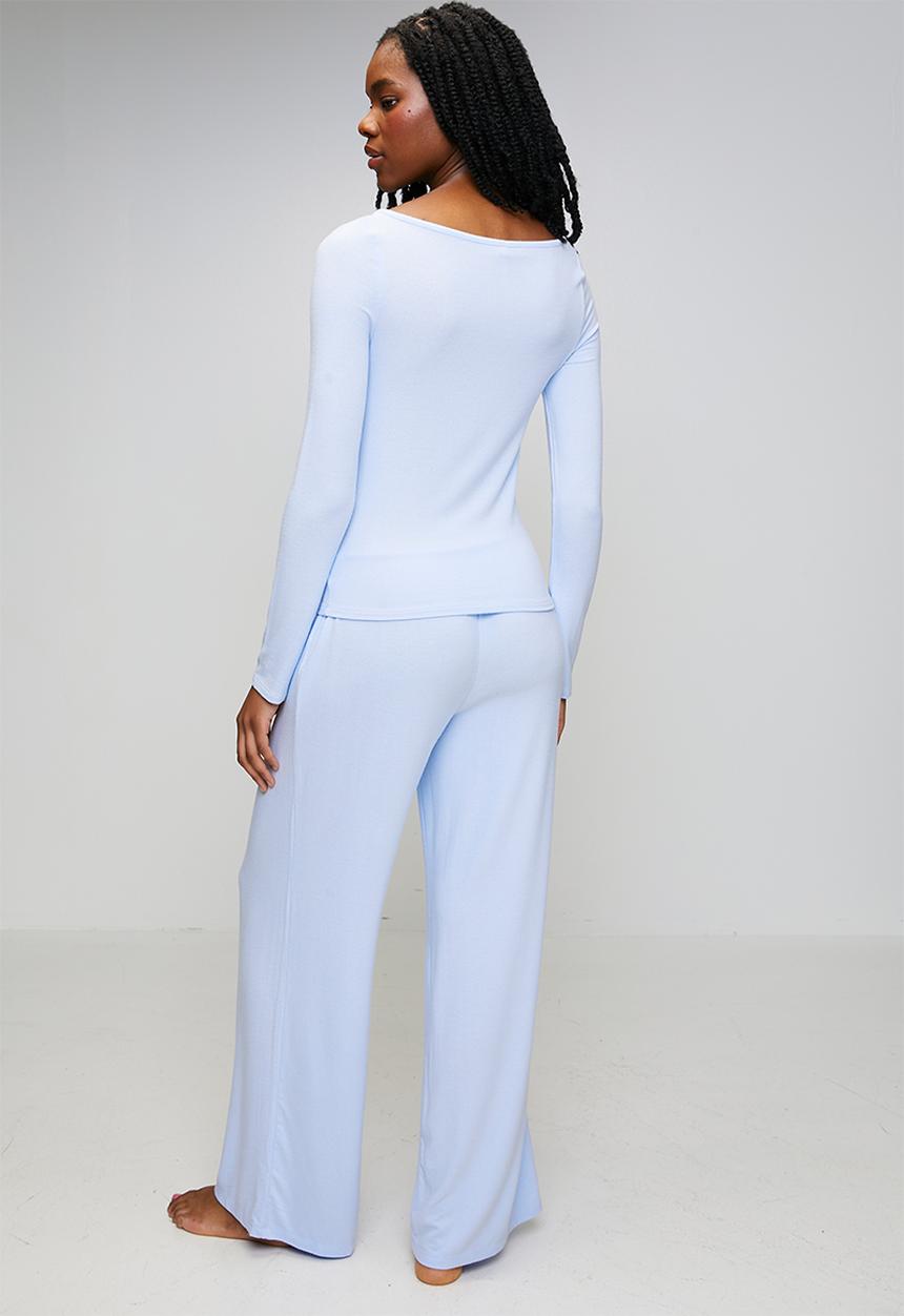 Cotton On - Supersoft boat neck henley long sleeve set - violet blue