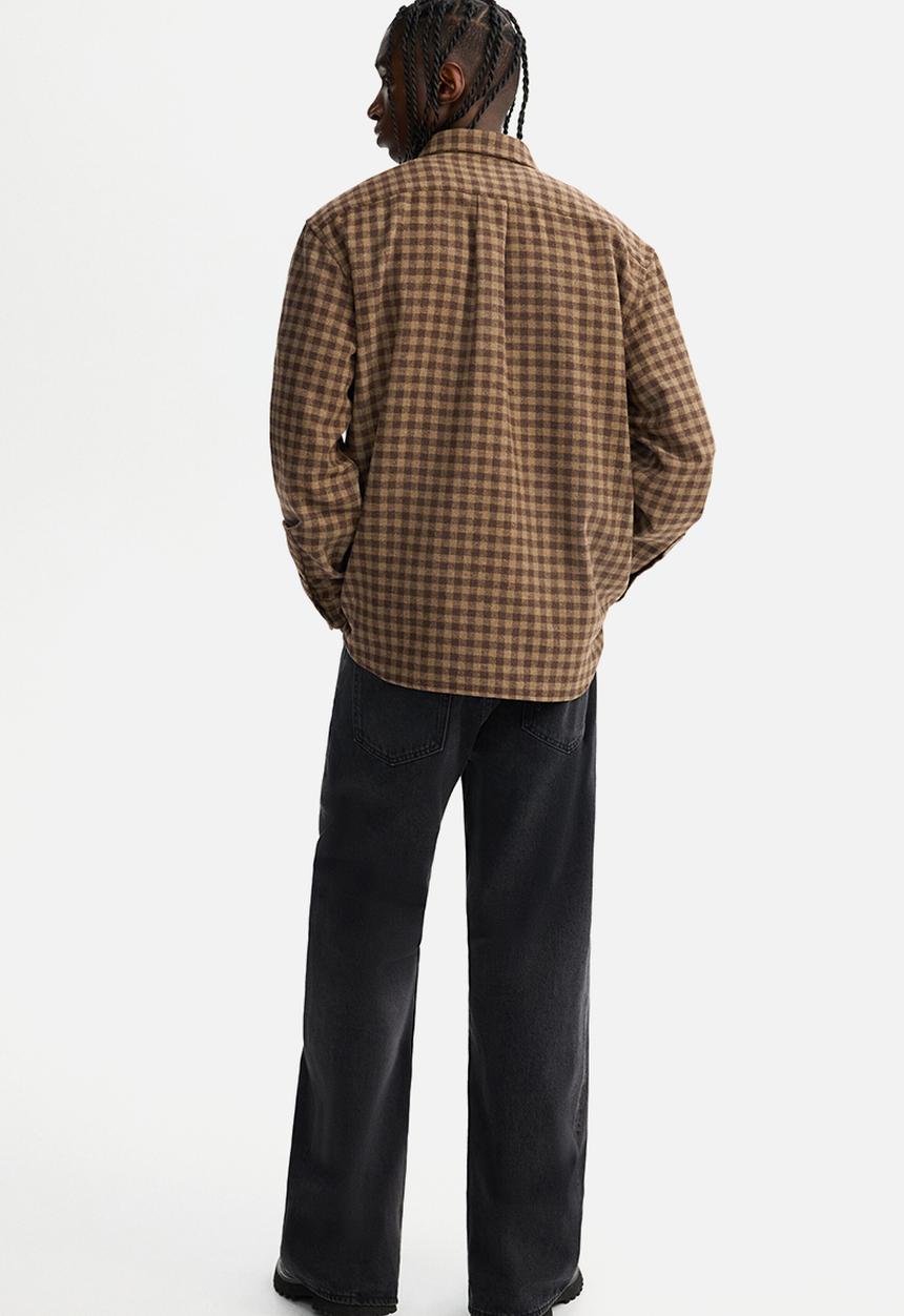 H&M - Relaxed fit wool-blend shirt - dark mole/checked