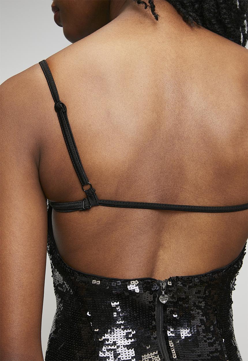 SISSY BOY - Mini Dress With An Underbust Cutline And Open Back Details - Black