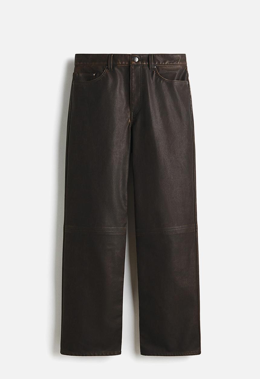 H&M - Relaxed fit coated trousers - brown