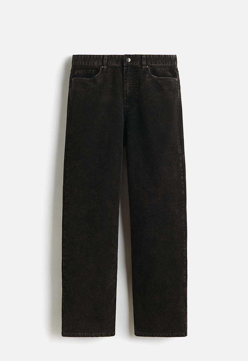 H&M - Relaxed fit corduroy trousers - denim black