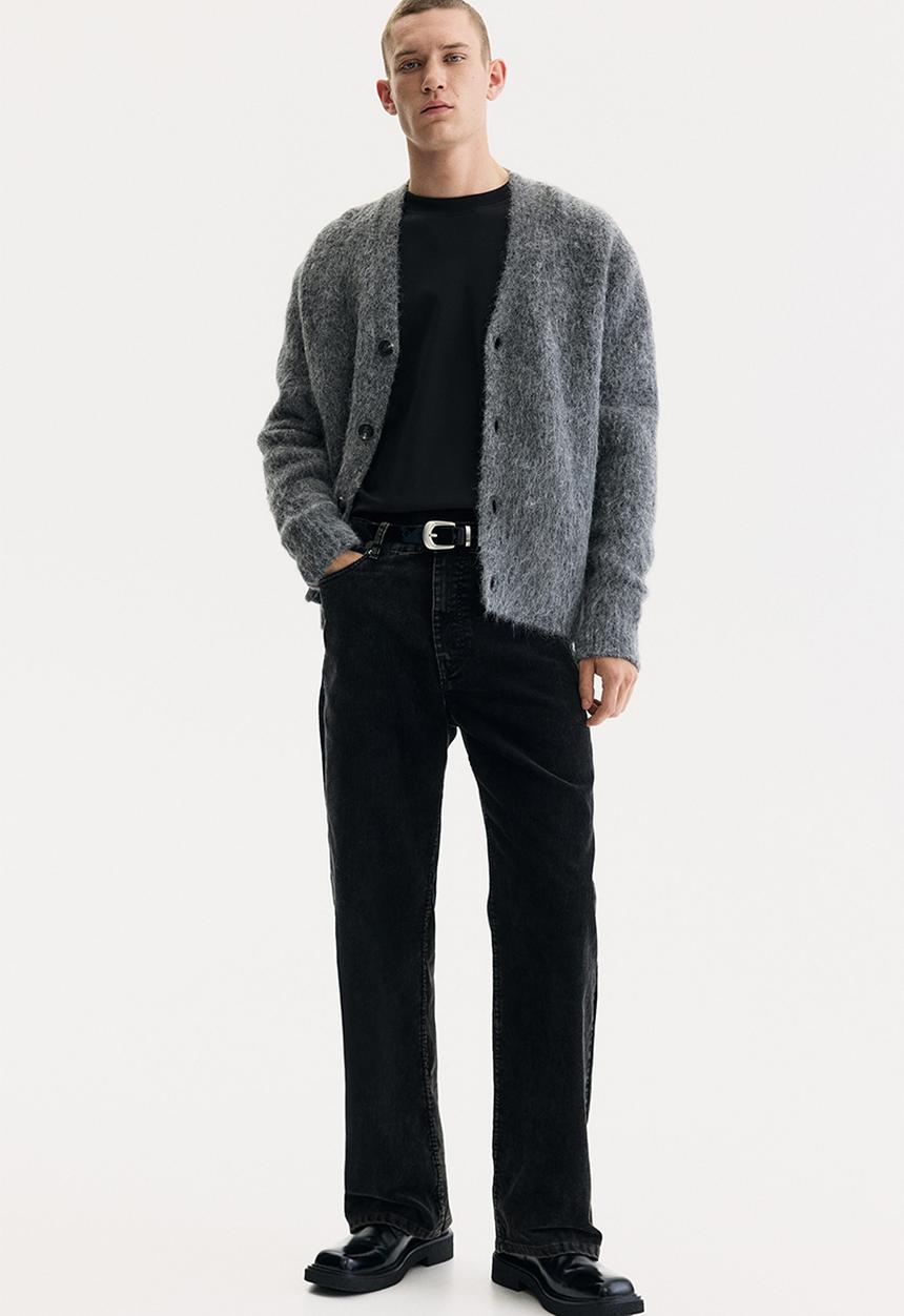 H&M - Relaxed fit corduroy trousers - denim black