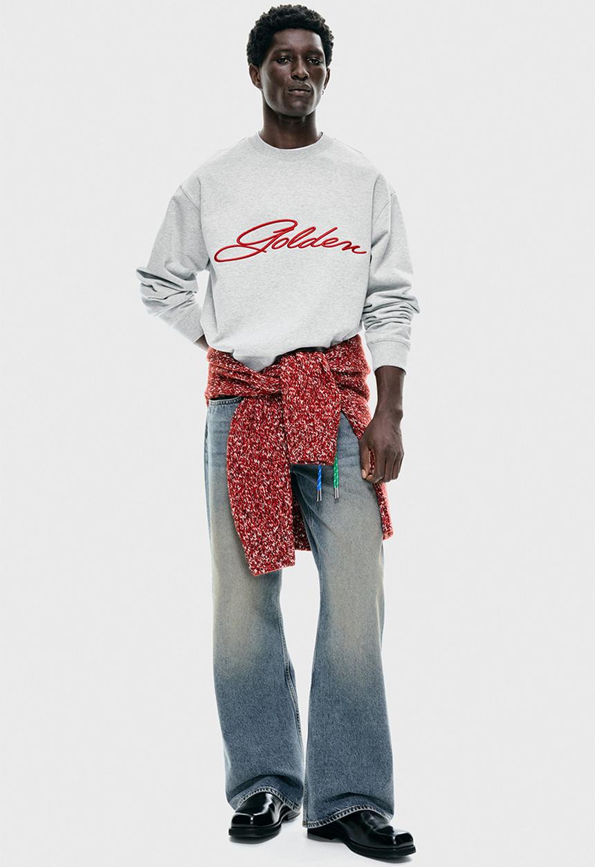 H&M - Loose fit sweatshirt - light grey marl/golden