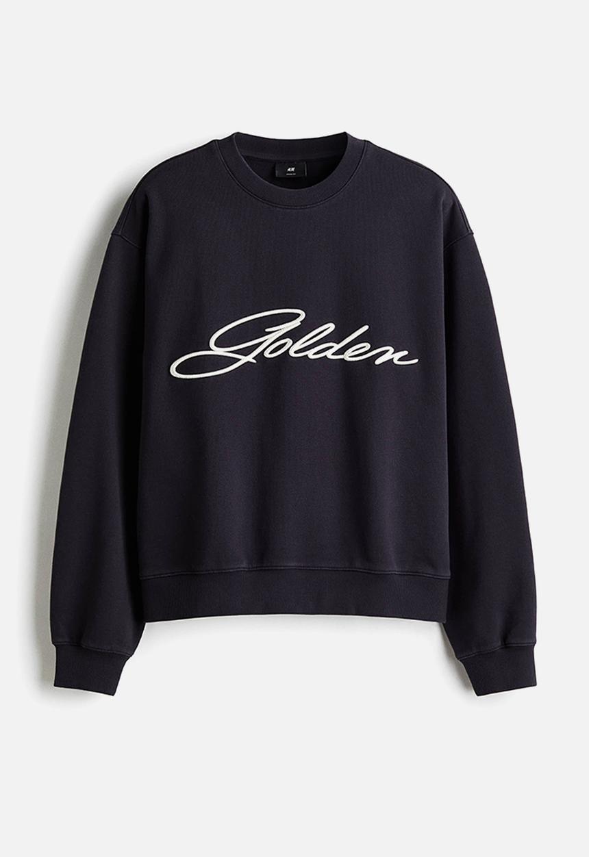 H&M - Loose fit sweatshirt - navy blue/golden