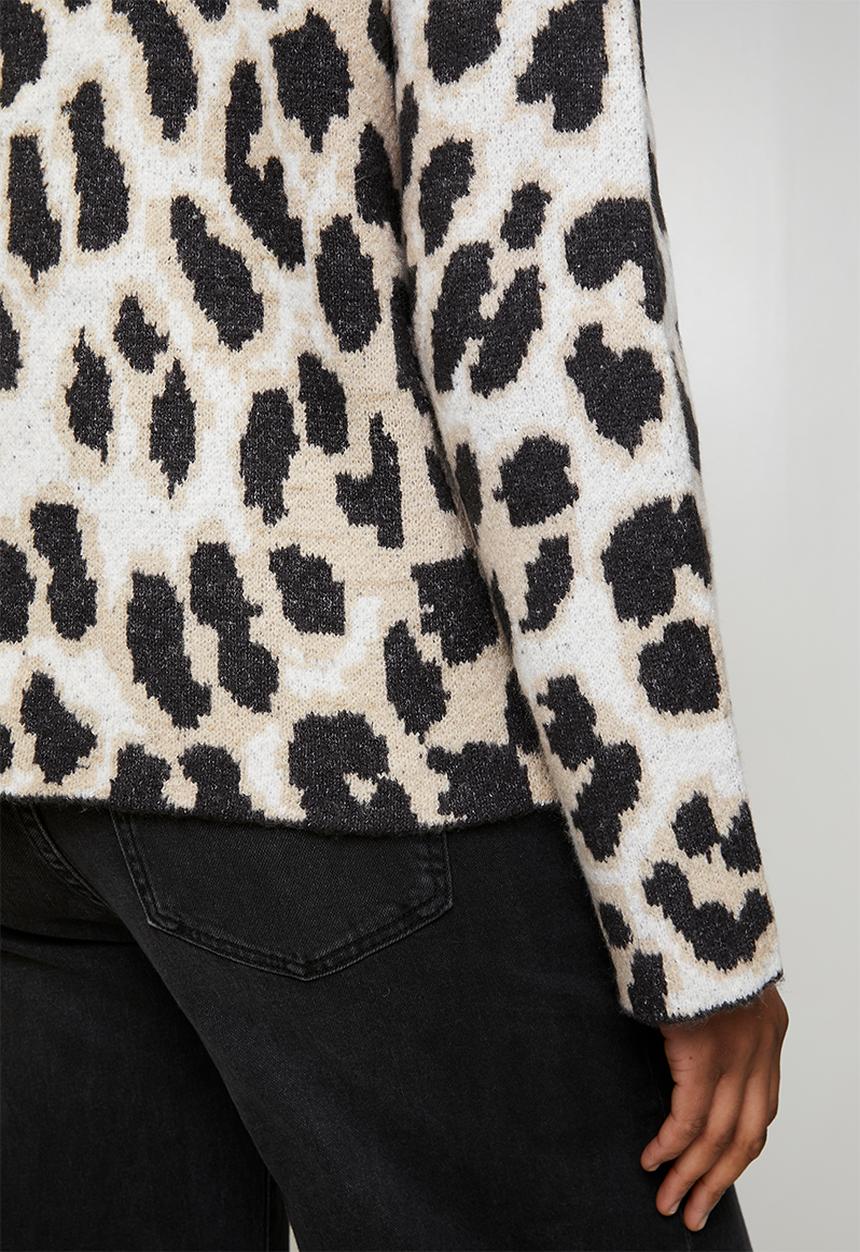 Brave Soul - Crew Neck Animal Jacquard Jumper - Charcoal/Animal Mix