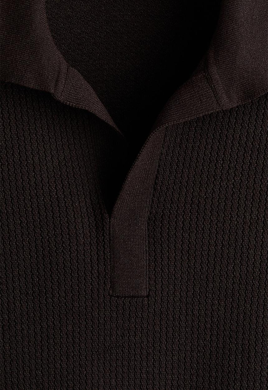 H&M - Regular fit knitted polo shirt - dark brown