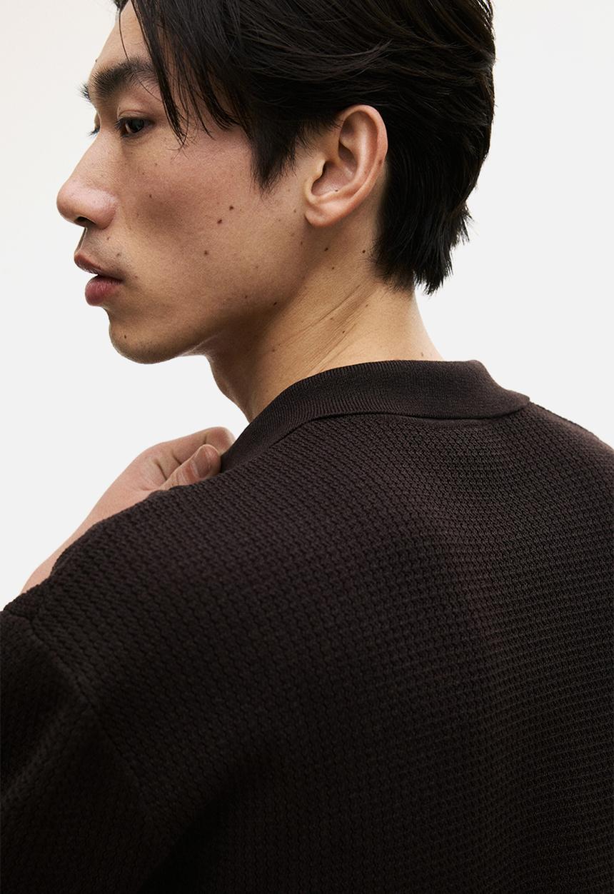 H&M - Regular fit knitted polo shirt - dark brown