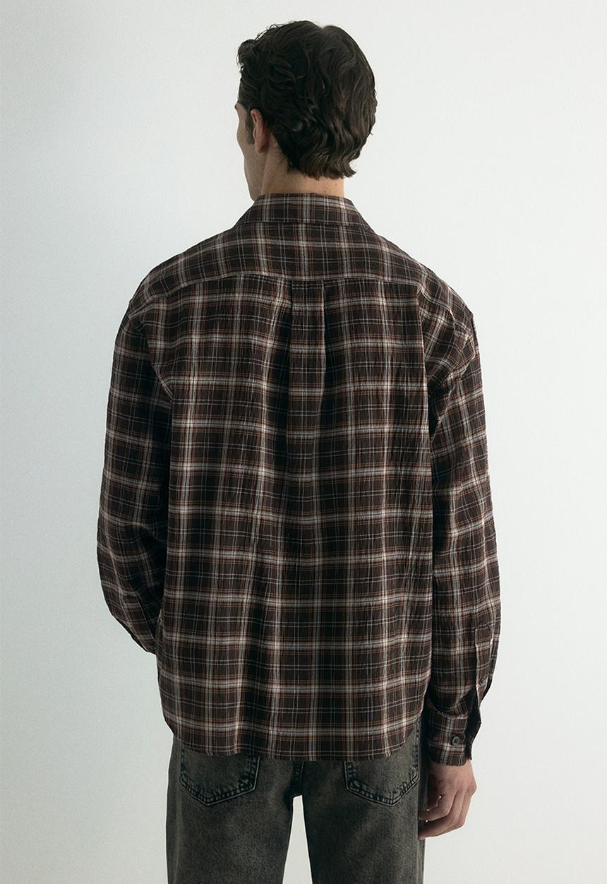 H&M - Loose fit shirt - brown/checked