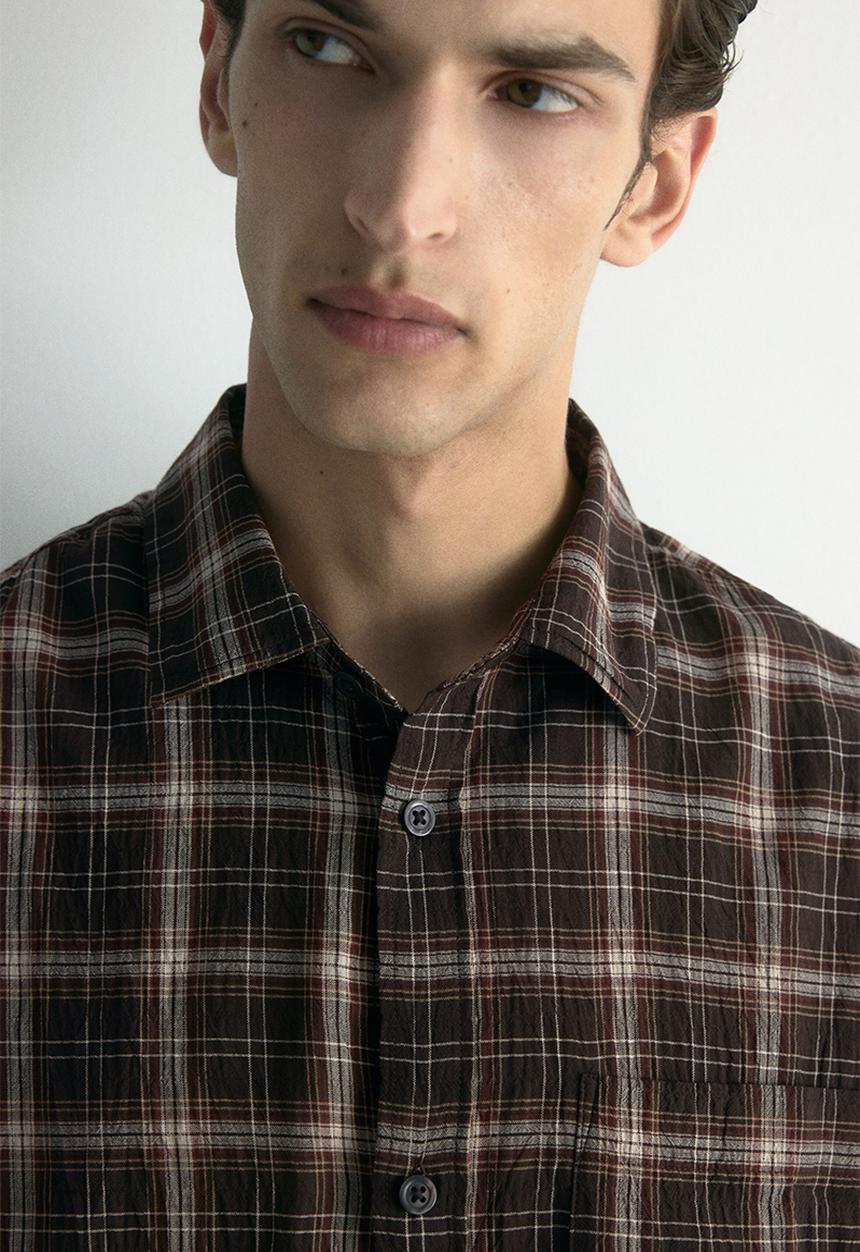 H&M - Loose fit shirt - brown/checked