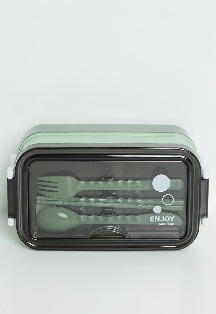 Pop Candy - Double tier lunchbox with utensils - green
