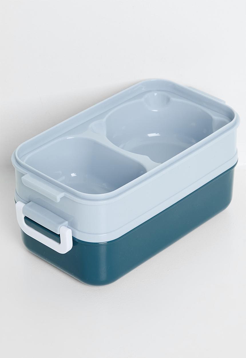 Pop Candy - Double tier lunchbox with utensils - blue