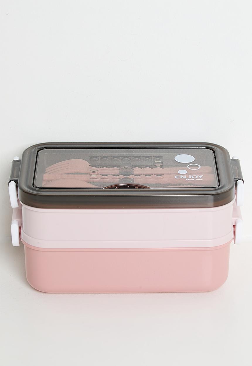 Pop Candy - Double tier lunchbox with utensils - pink