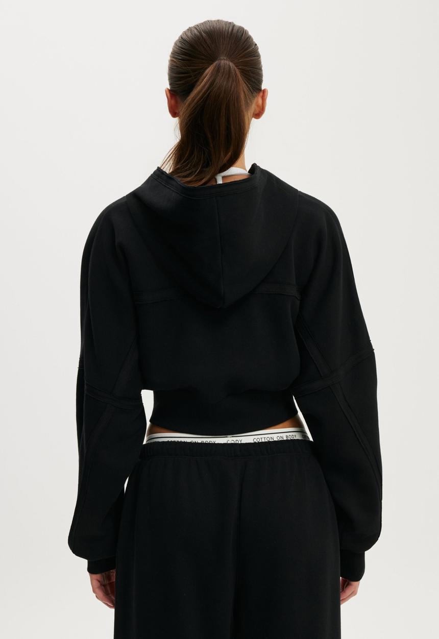 Cotton On - Active Raw Edge Zip Through Hoodie - Black