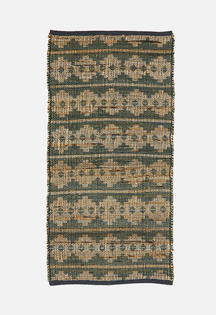 H&S - Aspen Cotton & Jute Runner  Green