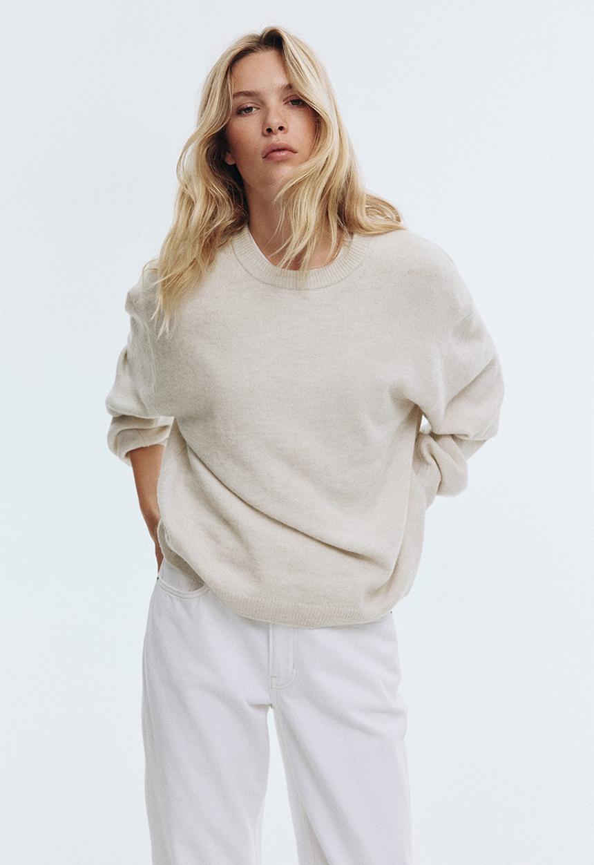 H&M - Knitted jumper - light beige marl