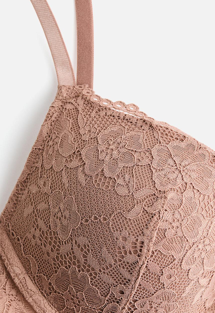 H&M - Lace push-up bra - light brown